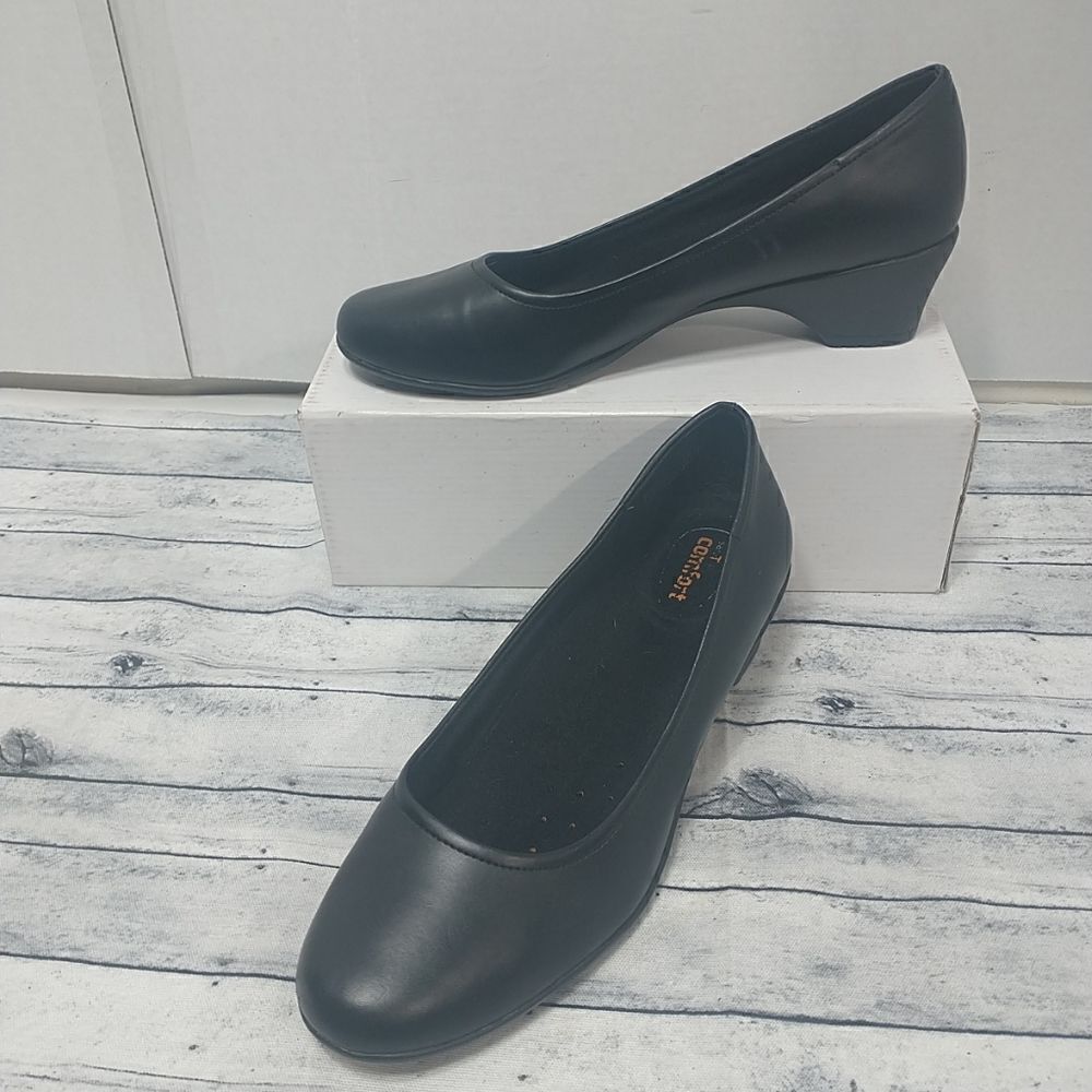 Safe T Step Womens Black Slip Resistant Pumps Heels Size 10 Professional Work